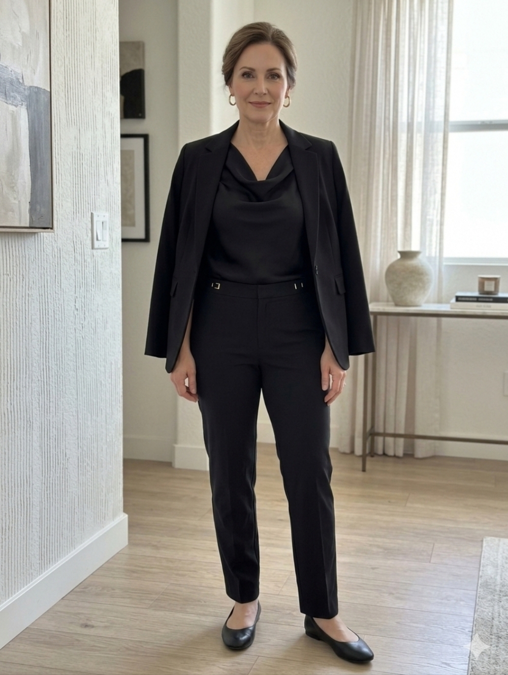 Rafaella Black Straight-Leg Dress Pants